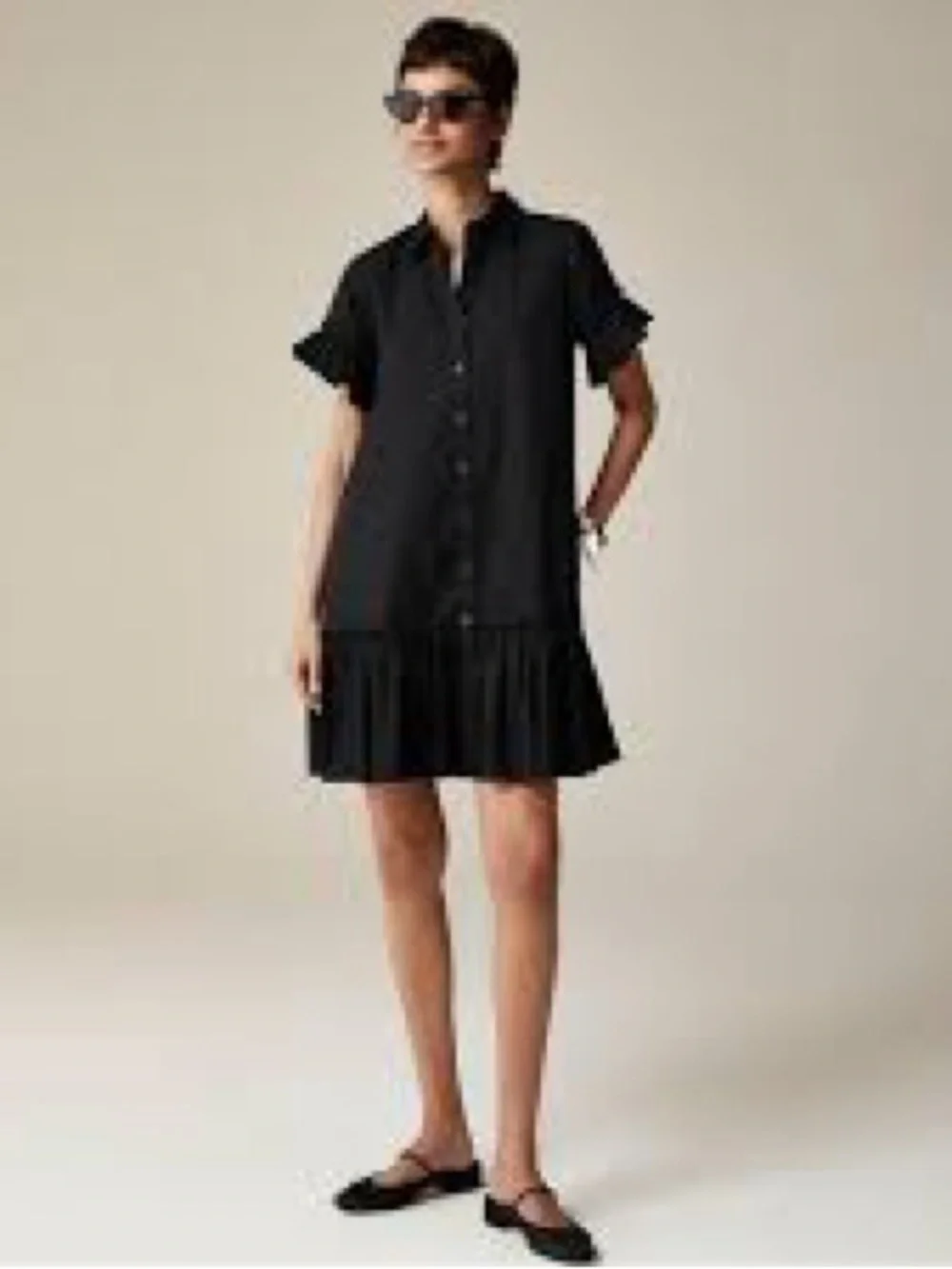 JCREW mini shirt dress cotton Black Short Sleeve Polo Dress 2 BNWT